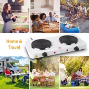 BAYUELSWU 2000W Hot Plate, Portable Electric Stove Countertop W/ Double Burners, Glass Stove Suitable for RV/Home/Camp, Easy to Clean