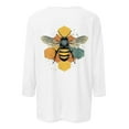 thumbnail image 4 of CYMMPU Spring Tops Crew Neck T-Shirts Bee Pattern Blouses for Women Dressy Casual 3/4 Sleeve Fall Trendy Shirts Loose Fit Lightweight Basic Tees White XXL, 4 of 5