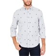 thumbnail image 1 of Nautica Mens Anchor Print Button Up Shirt, Grey, Large, 1 of 1