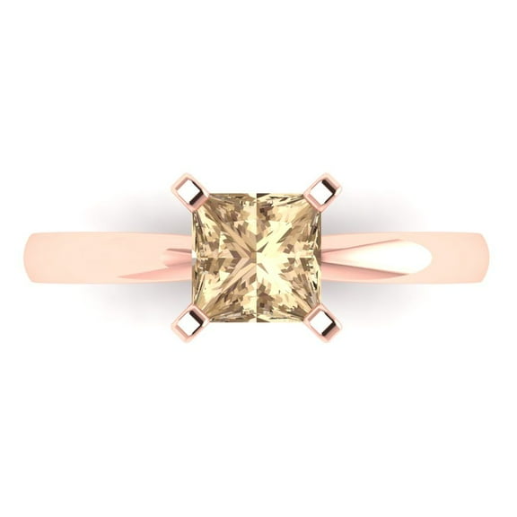 Clara Pucci 14K Rose Gold 1ct YellowMoissanite Solitaire Ring for Women