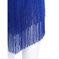 thumbnail image 7 of YiZYiF Women Fringe Latin Salsa Dance Dress Set V-Neck Crop Top with Tassels Skirt Belly Dancewear Blue S, 7 of 7