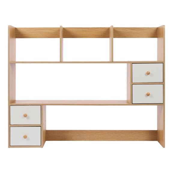 Miumaeov 3 Tier Desktop Bookshelf Organizer Shelf with 4x Cabinets Office Storage Rack Display Shelf Space-Saving