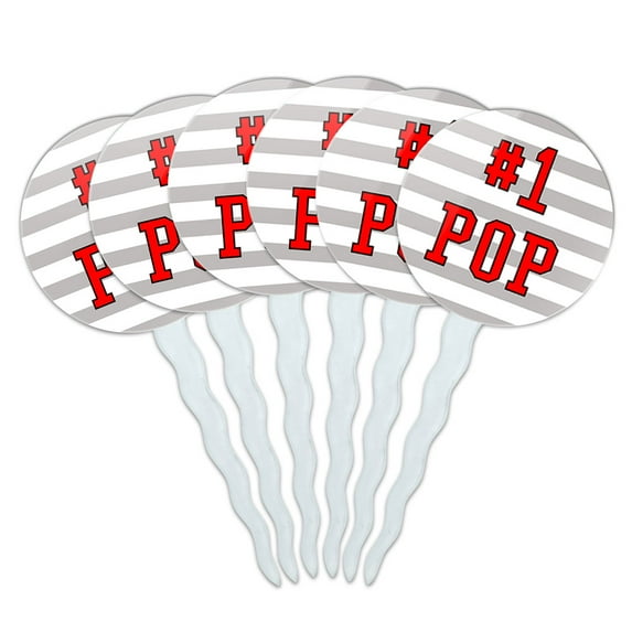 #1 Pop Number One Dad Father Cupcake Picks Toppers - Set of 6