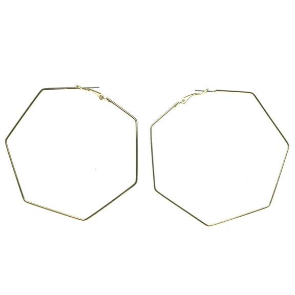 Large Octagonal Hoop Earrings For Women Gold-Tone