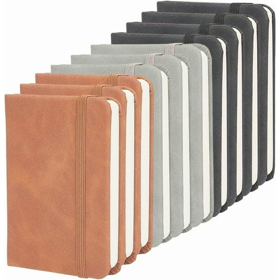 10pcs Hardcover Suede Pocket Notebook 1000 Pages 4.33 x 3 Inch Small Notebook Journals A7 Mini Notepad Tiny Lined Journal Notebook
