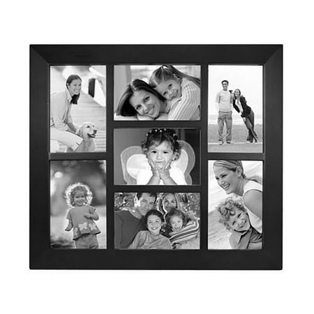Malden Berkeley Beveled Edge Wood Collage Picture Frame 7 Opening 4x6 Black