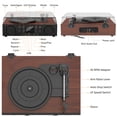 thumbnail image 2 of Tourne-disque avec Haut-Parleur Intégré, Plateau Tournant Bluetooth avec Enregistrement USB, Tourne-Disque Vintage à 3 Vitesses avec Réception Bluetooth, Radio FM, R, 2 of 8