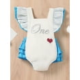 thumbnail image 2 of TSEXIEFOOFU Baby Infant Girl's Romper, Flying Sleeve Letter Printed Back Strap Ruffle Sweet Style Romper, 2 of 9
