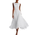 thumbnail image 2 of QUNYINEY Sleeveless Womens Dresses Wedding Guest White Long Flowy Elegant A Line Dress Crew Neck with Pockets Slim Fit Ruched Dresses, 2 of 5