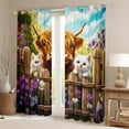 thumbnail image 2 of Castle Fairy Animal Cats Highland Cow Blackout Curtains Set of 2 (52x84 Each) for Boys Girls,Rustic Farmhouse Window Curtains,Chic Floral Flowers Daisy Curtains and Drapes,Breathable Home Decor, 2 of 6