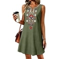 thumbnail image 6 of ZToonmas Women's Sleeveless V-Neck Embroidered Mini Dress Casual Boho Shift Tunic Dress with Pockets for Summer, 6 of 9