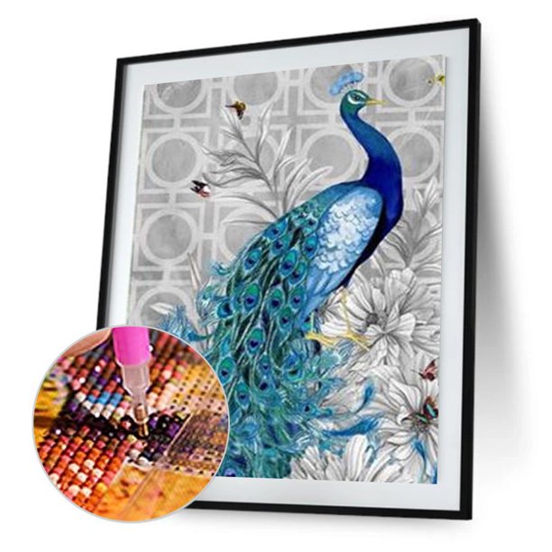 Cuadros Decorativos Pintura de diamante 5D DIY bordado de pavo real parcial decoración Likrtyny del hogar Kit de punto de cruz mosaico artesanal 32x45cm