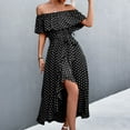 thumbnail image 2 of USSUMA Sundresses for Women Casual Summer Ruffle High Waist Wrap Long Swing Polka Dot Maxi Womens Shirt Dresses Beach Off Shoulder Sleeveless Plus Size Wedding Guest Sun Dress, 2 of 4