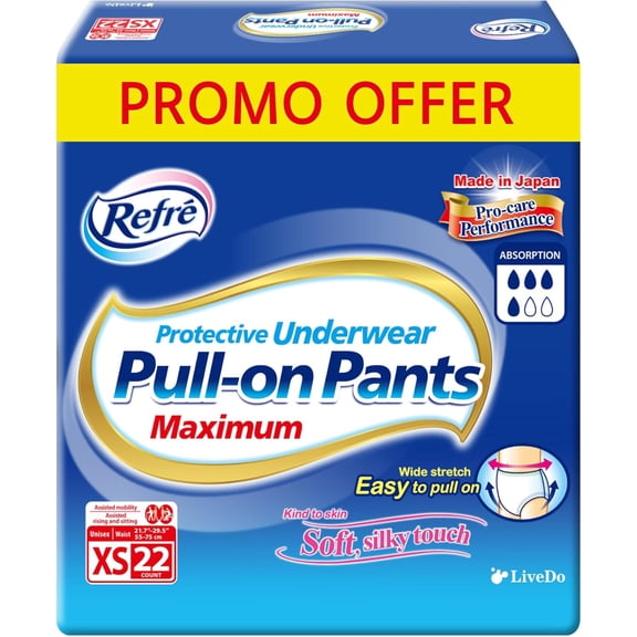 Pull-On Premium Pants Maximum - Unisex Protective Underwear - Breathable Disposable Incontinence Briefs - Ultra Absorbent & Odor Control Adult Diapers with Stretch Waist - XS (21.7"-29.5") - 22 Ct