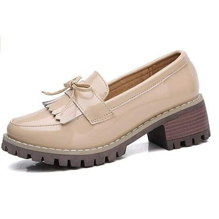 

Women s Patent Leather Slip on Oxfords Shoes Low Heel Loafers Size 9