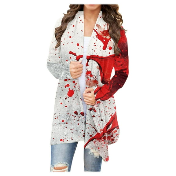 WXLWZYWL Womens Halloween Costumes 2024, Cute Pumpkin Ghost Bat Cat Spider Printed Long Sleeve Cardigan Sweaters for Women Lightweight