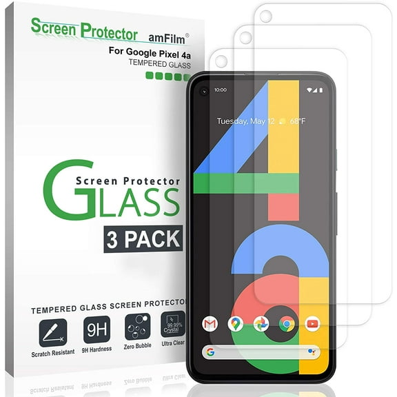 amFilm (3 Pack) Pixel 4a Screen Protector (5.8"), Case Friendly (Easy Install) Tempered Glass Film (2020)