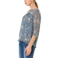 thumbnail image 4 of NOMADIC NOOK Women's 2 Packs Floral Round Neck Ruffled 3/4 Sleeves Flowy Chiffon Blouse, 4 of 7