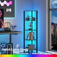 thumbnail image 2 of 5-Tier Corner Bookshelf with LED Light, Rustic Brown Narrow Storage Shelf for Small Spaces, 2 of 5