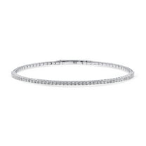 BERRICLE Sterling Silver Flexible Cubic Zirconia CZ Fashion Bangle Bracelet for Women, Rhodium Plated, 7 inch