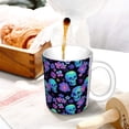 thumbnail image 3 of Yiaed purple flower blue Skull Print Ceramics Coffee,Large Handle Design,Extra Large Tea and Coffee Cup for Office and Home Mugs, 3 of 6
