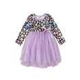 thumbnail image 1 of Seyurigaoka Kids Girls Halloween Dress, Flower Skull Print Splicing Long Sleeves Skirt, 1 of 7