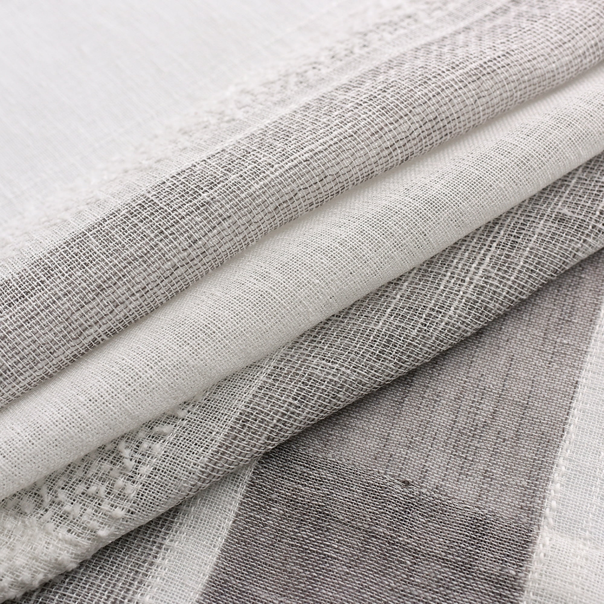 Uptown Home Semi Sheer Stripe Rustic Window Curtain Panels Provide Privacy for Bedroom Living Room Linen Rod Pocket Drapes, 50"x 95"x2, Gray and White
