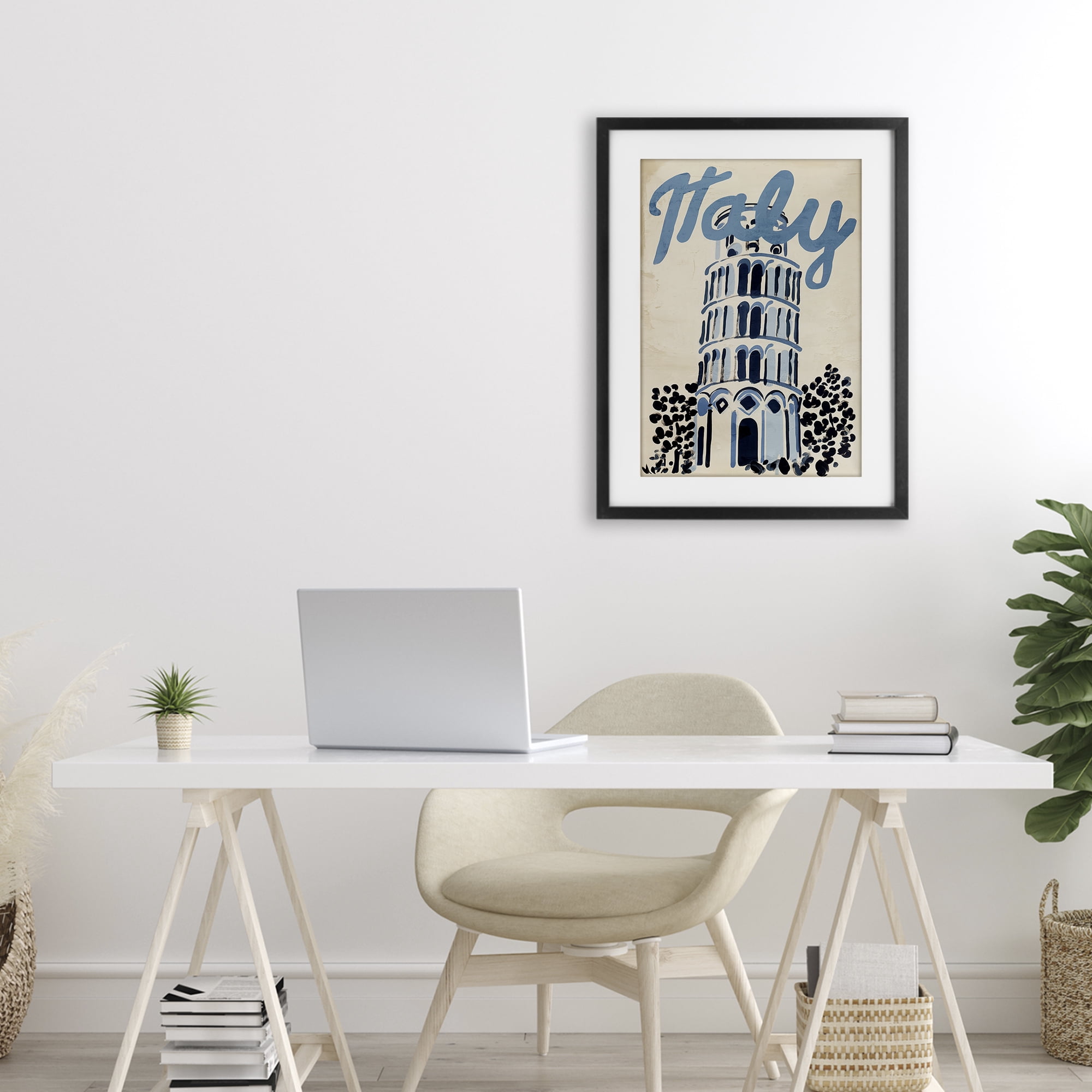 Stupell Industries Blue & Beige Italy Travel Black Framed Print Under Glass, design by Annabelle Hall