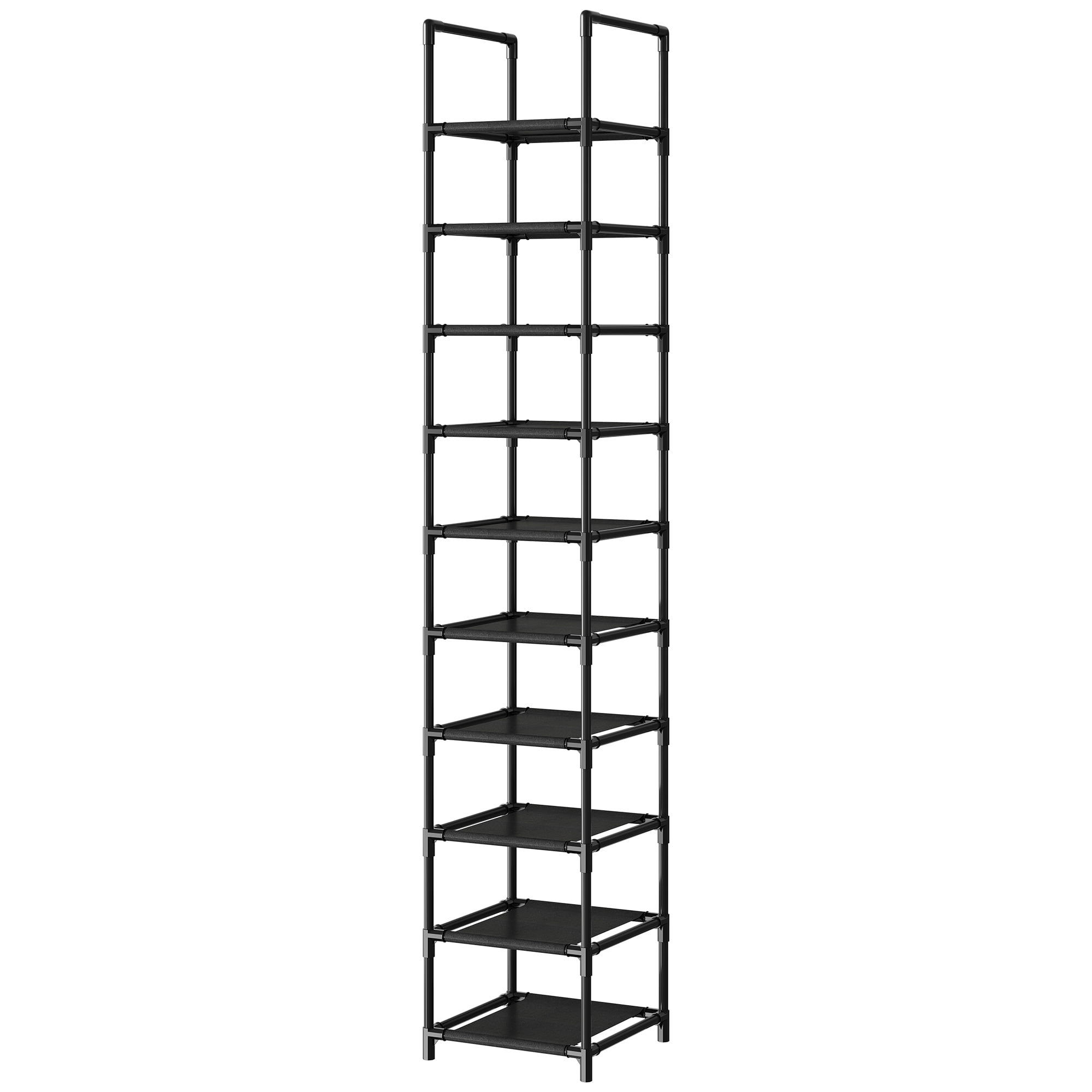 PYY 10-Tier Metal Shoe Rack Organizer – Space-Saving Tall Vertical Storage Stand – Removable Fabric Shelves – Sturdy Narrow Design for Entryway, Closet, Living Room and Home Office – 330*330*1730mm