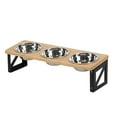 thumbnail image 4 of Comedero para gatos con antivómito, fabricado en acero inoxidable. Incluye bebedero y plato para comida. Soporte de bambú y estructura, 4 of 9