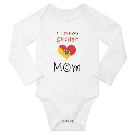 

I Love My Sicilian Mom Baby Long Slevve Bodysuits Unisex Gifts (White 3-6 Months)
