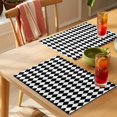 thumbnail image 4 of Black White Plaid Placemats Set of 12 Modern Minimalist Geometric Checkered Place Mats Indoor Wipeable Table Mats Washable Cloth Dining Table Placemats for Kitchen Holiday Party Home Decor 13x19 Inch, 4 of 9