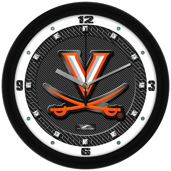 Virginia Cavaliers 11.5'' Suntime Premium Glass Face Carbon Fiber Wall Clock