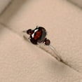 thumbnail image 2 of Natural Garnet ring, three stone ring, sterling silver, January birthstone ring,vintage ring, 2 of 3