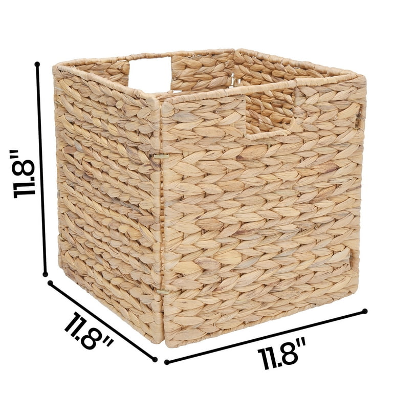 StorageWorks Wicker Baskets for Storage with Liners, Water Hyacinth Storage  Baskets for Organizing, Handwoven Wicker Storage Cubes, Medium, 2 Pack