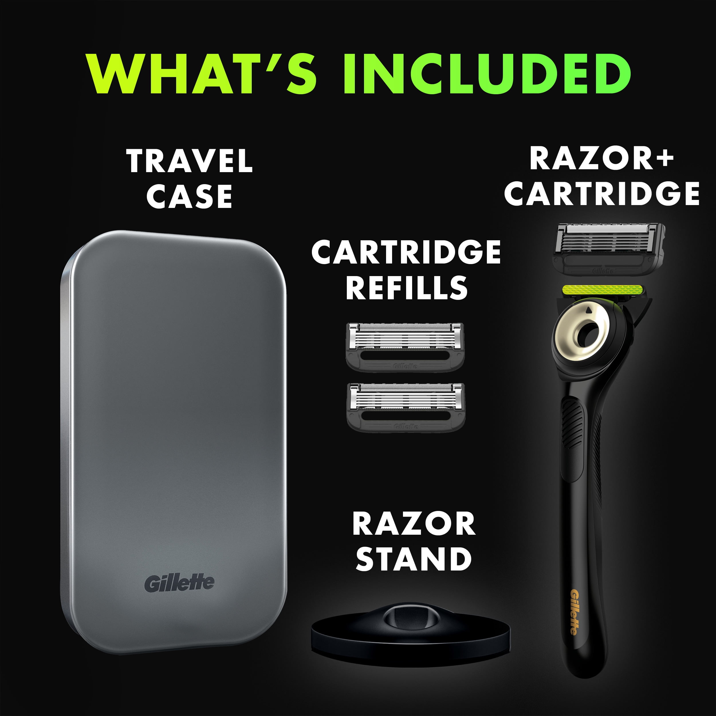 Gillette Labs with Exfoliating Bar Men's Razor Gold Edition, 3 Razor Blade Refills & Magnetic Stand