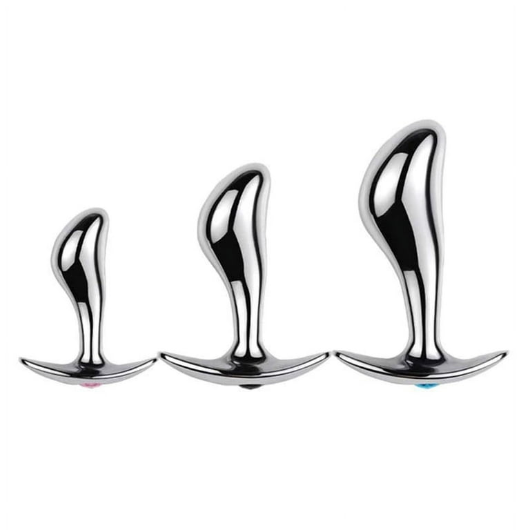 Metal Butt Plug Anal Sex Toy Curved w/ Handle Stainless Steel 3-Size Set  Trainer - Walmart.com