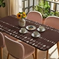 thumbnail image 3 of Rustic Botanical Table Cloths for 3 Foot Rectangle Tables, Japanese Herb on Brown Simple Art Patio Waterproof Elastic Fitted Tablecloths, Washable Rectangular Table Cover for Camping, 3 of 8
