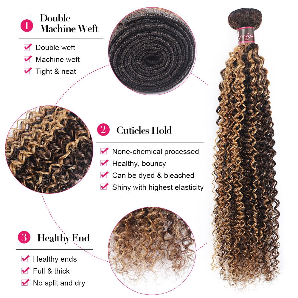 P4/27 Water Wave Bundle Highlight Bundles 16-24 inch Ombre Piano Color Human Hair Weave Bundles Honey Blonde Brazilian Curly Hair Bundles