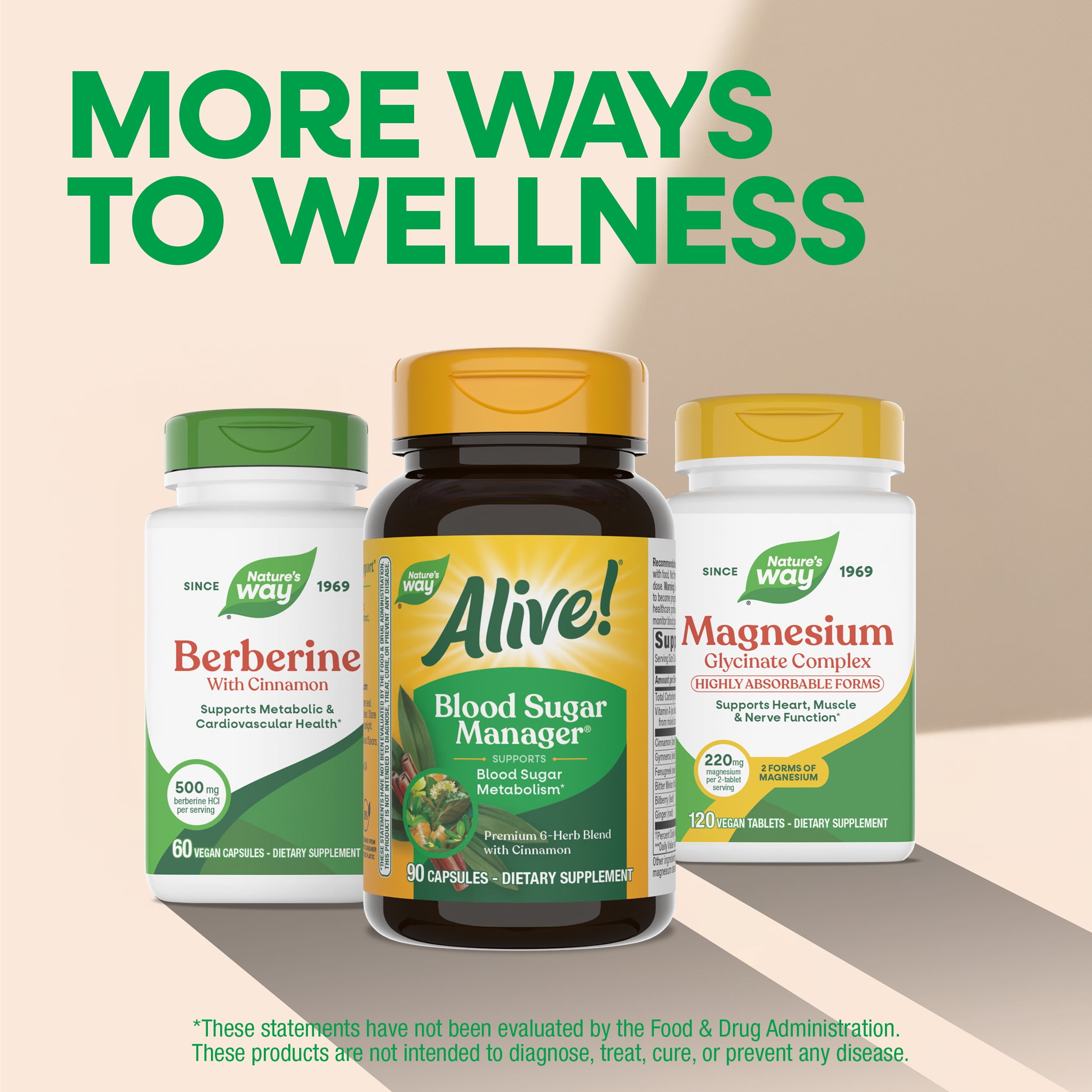 Alive! Blood Sugar Manager Capsules, 6 Herb Blend, with Cinnamon, Unisex, 90 Count