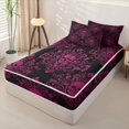 thumbnail image 2 of Homewish Gothic Horror Skull Zipper Full Size Comforter Sets with Fitted Sheet and 2 Pillowcases,Victorian Damask Zipper Bedding Set,Halloween Bed Set,Black Reversible,4pcs, 2 of 8