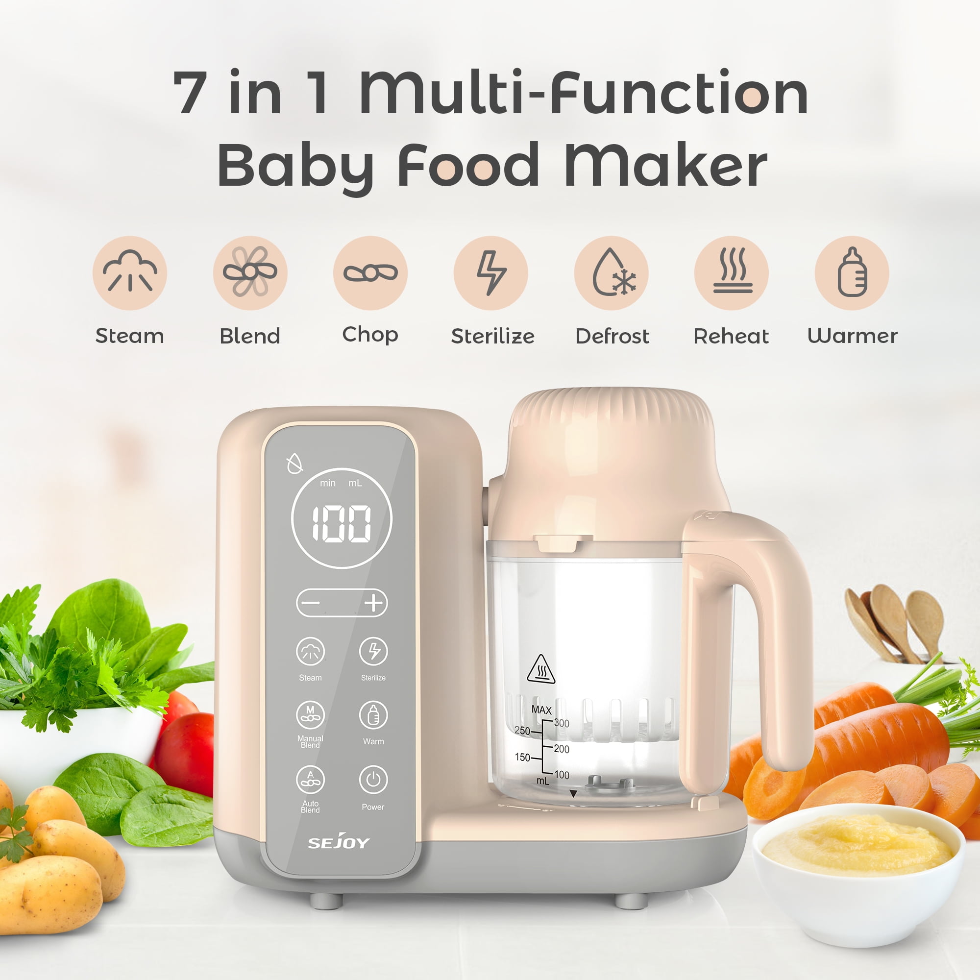 SEJOY Multi-Function Baby Food Processor Puree Maker with Blend