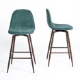thumbnail image 2 of Homy Casa Swivel 26'' Height Upholstered Bar Stool, Teal (Set of 2), 2 of 8