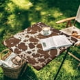 thumbnail image 4 of FKELYI Anti-Dust Tablecloth Square Fitted Table Cloths Brown Cow Print Washable Outdoor Folding Table Cover with Elastic Edge for Kitchen Decoration, 36x36 inch, 4 of 6