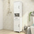 thumbnail image 4 of Youmumeub 65" Tall Accent Cabinet, Modern White Sideboard with Carved Double Doors and Shelves for Living Room, Entryway, or Study, 4 of 12
