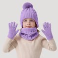thumbnail image 2 of Xyant Hats Gloves And Scarf Sets Kids, Toddler Winter Beanie with Pom Knit Neck Warmer Fleece Lined Gloves for Boys Girls (Purple,3-10 Years）, 2 of 4
