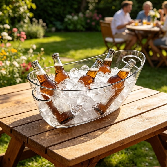 5.5l Ice Buckets for Parties, Large Plastic Drink Cooler for Champagne Wine,Clear Portable Cooler Bucket for Cocktail, Beer, Wine Drinks