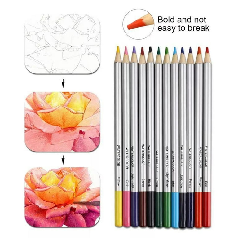 Art Magic Pre-Sharpened Watercolor Pencils Set for Drawing & Coloring with 4 of