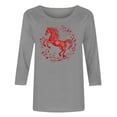 thumbnail image 5 of CLOISE Womens Plus Size Blouses 3/4 Sleeve T Shirts Horse Crew Neck Pullover Trendy Fall Tops Gray 2XL, 5 of 5