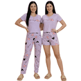 thumbnail image 1 of Pijama De 3 Piezas Mujer Pantalon Short Y Playera A Juego, 1 of 5